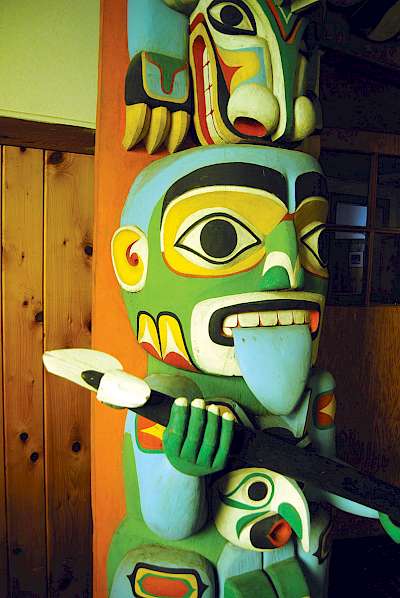 House post detail in Friendly Cove Cultural Centre.